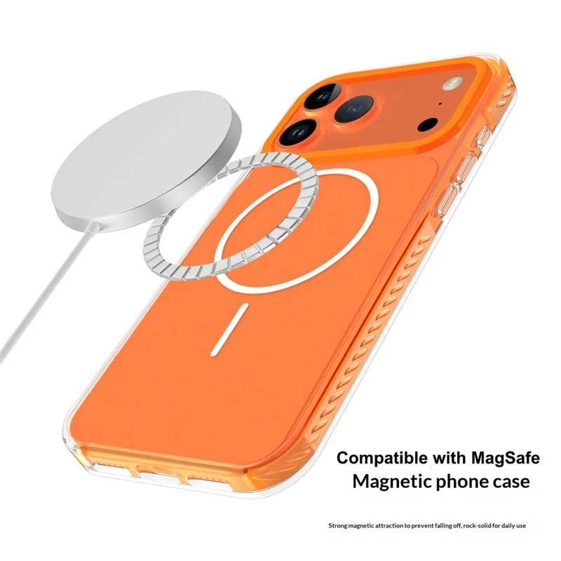 Für iPhone 17 Pro Max Magnetische Hülle mit PC + TPU Hautgefühl IMD-Telefonabdeckung und PC-Objektivrahmen - Orange
