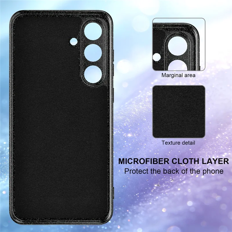For Samsung Galaxy S25 FE Magnetic Case Glitter TPU Shockproof Phone Cover with Lanyard - Black