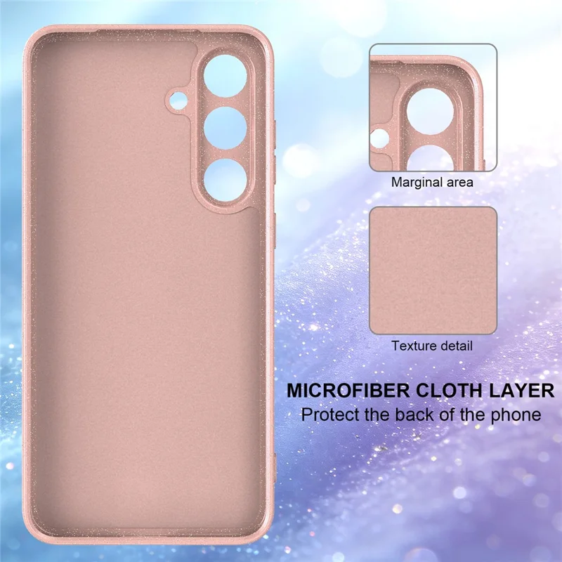 For Samsung Galaxy S25 FE Magnetic Case Glitter TPU Shockproof Phone Cover with Lanyard - Pink
