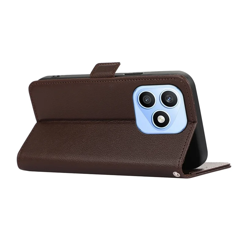 ABEEL For Honor X8b 4G Case Litchi Texture Leather RFID Blocking Phone Cover - Brown