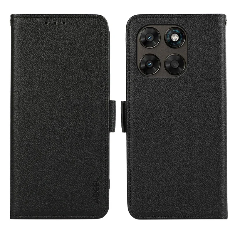 ABEEL For 	Motorola Moto G77 5G / G67 5G Case Litchi Texture Leather RFID Blocking Phone Cover - Black