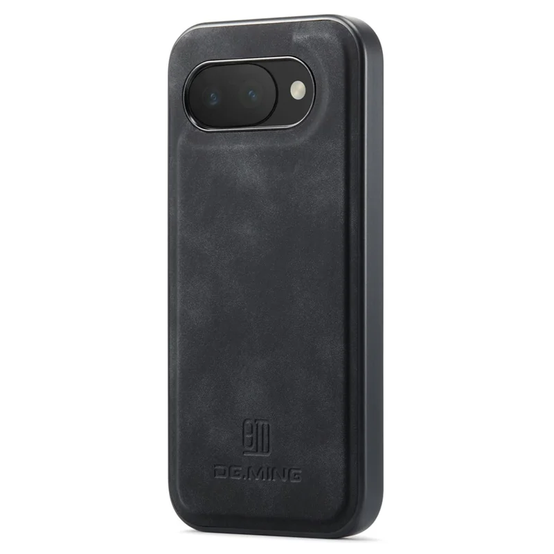 DG.MING For Google Pixel 10a Case PU Leather Covered PC + TPU Hybrid Phone Shell - Black