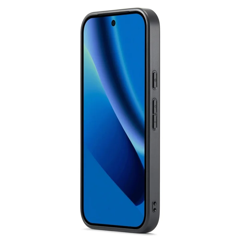 DG.MING For Google Pixel 10a Case PU Leather Covered PC + TPU Hybrid Phone Shell - Black