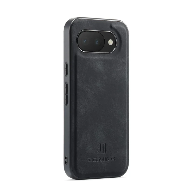 DG.MING For Google Pixel 10a Case PU Leather Covered PC + TPU Hybrid Phone Shell - Black