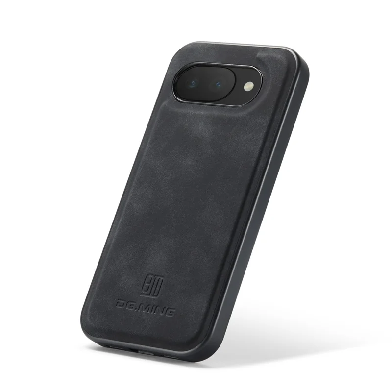 DG.MING For Google Pixel 10a Case PU Leather Covered PC + TPU Hybrid Phone Shell - Black