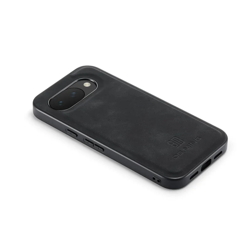 DG.MING For Google Pixel 10a Case PU Leather Covered PC + TPU Hybrid Phone Shell - Black