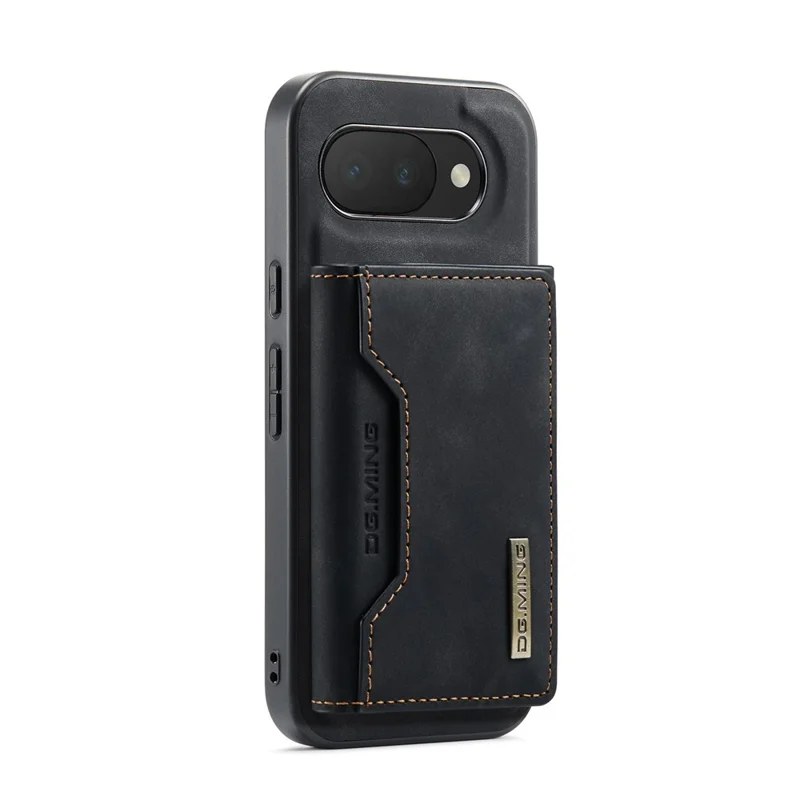 DG.MING M2 Series for Google Pixel 10a Magnetic Case PU + PC + TPU Phone Cover Detachable Wallet Kickstand - Black