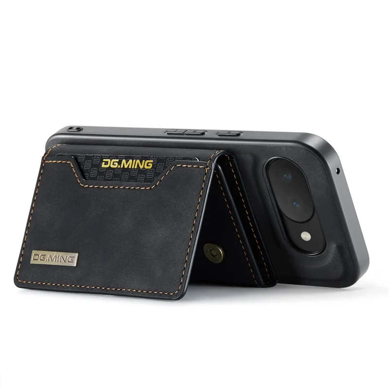 DG.MING M2 Series for Google Pixel 10a Magnetic Case PU + PC + TPU Phone Cover Detachable Wallet Kickstand - Black