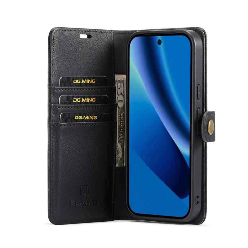 DG.MING for Google Pixel 10a Case Detachable Wallet Stand Split Leather Phone Cover - Black