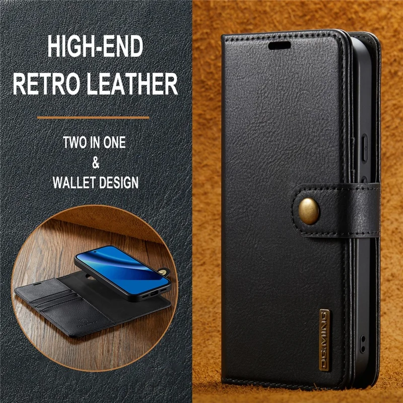 DG.MING for Google Pixel 10a Case Detachable Wallet Stand Split Leather Phone Cover - Black