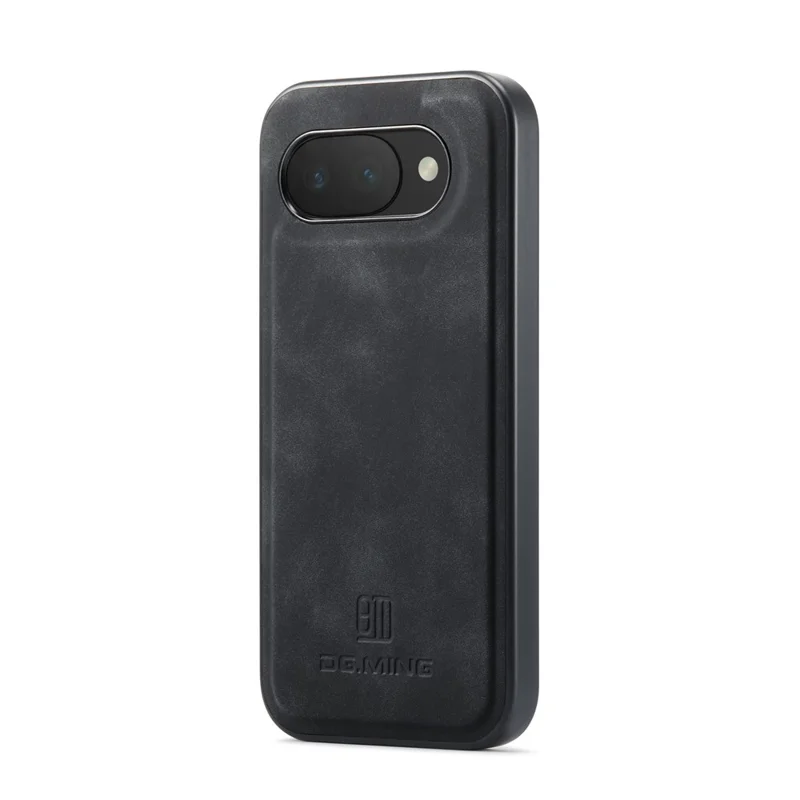 DG.MING M1 Series for Google Pixel 10a Phone Case PU + TPU + PC Back Cover with Magnetic Tri-Fold Wallet Kickstand - Black
