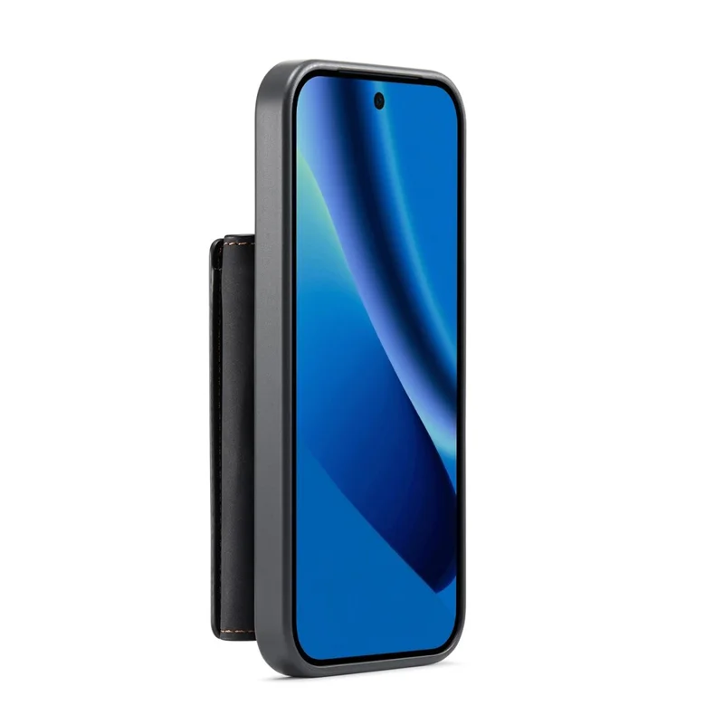 DG.MING M1 Series for Google Pixel 10a Phone Case PU + TPU + PC Back Cover with Magnetic Tri-Fold Wallet Kickstand - Black