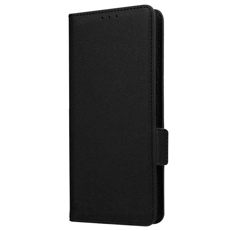 Для Nokia C31 4G Litchi Texture Wallet Case Case Cue Cutemper Shock -reseper Flip Stand Dual Magnetic Clasp Защитная Крышка с Ремешком - Черный