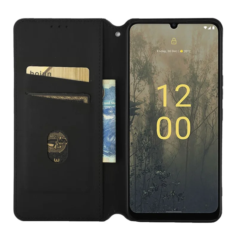 Pour Nokia C31 4G Imprimé Rhombus Pattern Flip Phone Cover PU Leather Stand Magnetic Auto-absorbed Folio Wallet Case - Noir