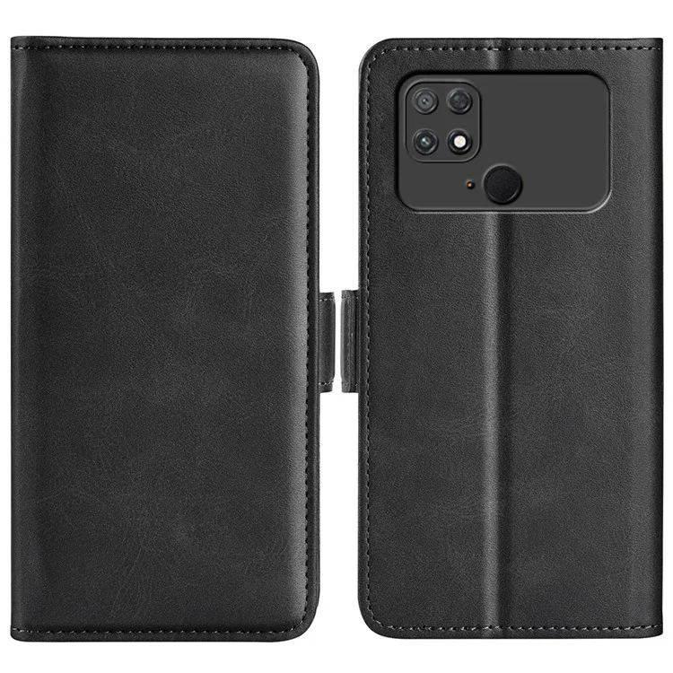 Pour Xiaomi Poco C40 4G Anti-scratch PU Leather Dual Magnetic Flasp Texture Texture Stand Case Portefeuille Protection de Protection Téléphone - le Noir