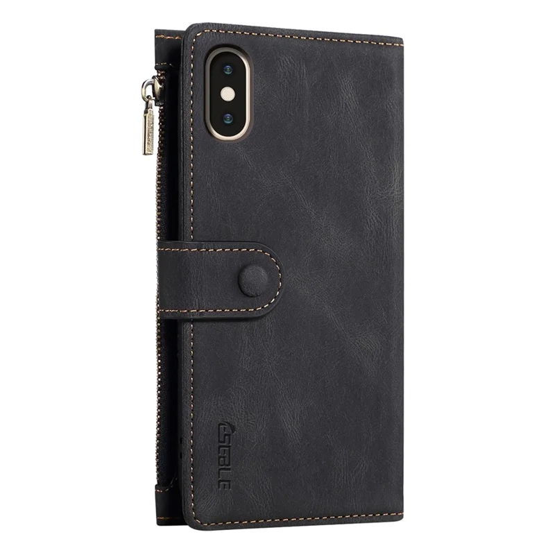 ESEBLE Star Series For iPhone X / XS Case Zipper Wallet Leather Stand Phone Cover - Black