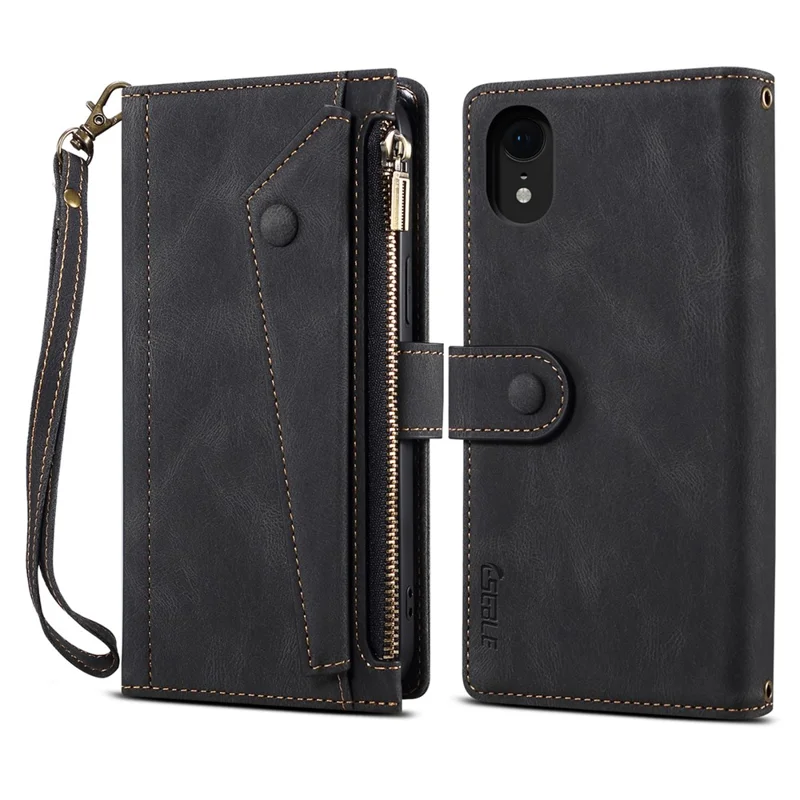 ESEBLE Star Series For iPhone XR 6.1 inch Case Zipper Wallet Leather Stand Phone Cover - Black