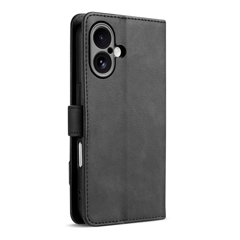 AZNS A2 for iPhone 17 Leather Case with Wrist Strap RFID Blocking Wallet Stand Phone Cover - Black