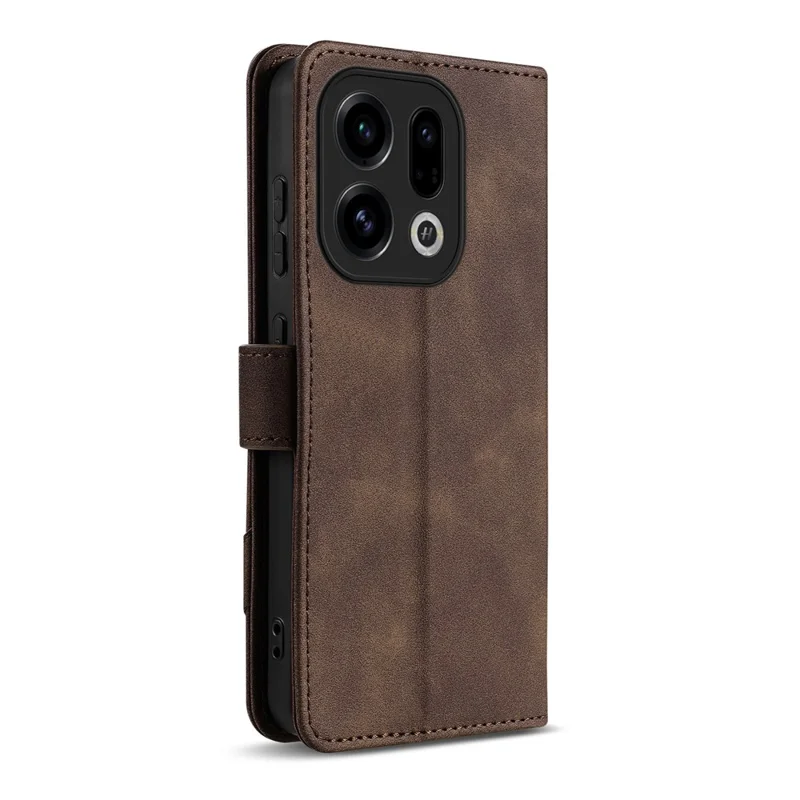 AZNS A2 for Oppo Find X9 5G Leather Case with Wrist Strap RFID Blocking Wallet Stand Phone Cover - Brown