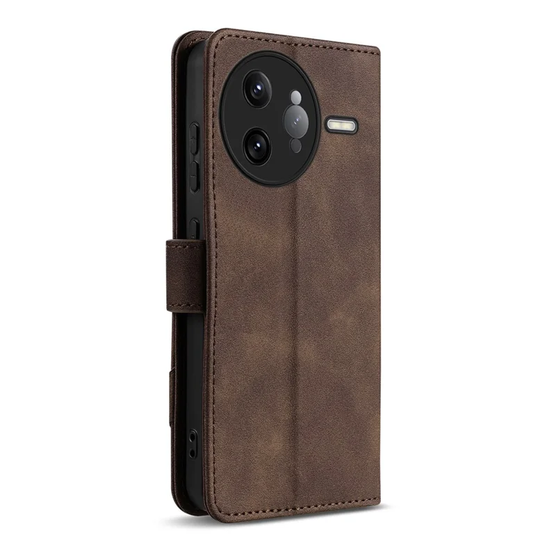 AZNS A2 for Xiaomi Redmi K80 Pro 5G  /  Poco F7 Ultra 5G Leather Case with Wrist Strap RFID Blocking Wallet Stand Phone Cover - Brown