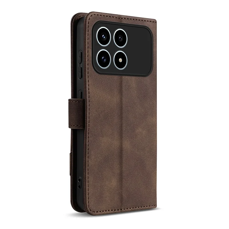 AZNS A2 for Xiaomi Redmi K90 5G  /  Poco F8 Pro 5G Leather Case with Wrist Strap RFID Blocking Wallet Stand Phone Cover - Brown