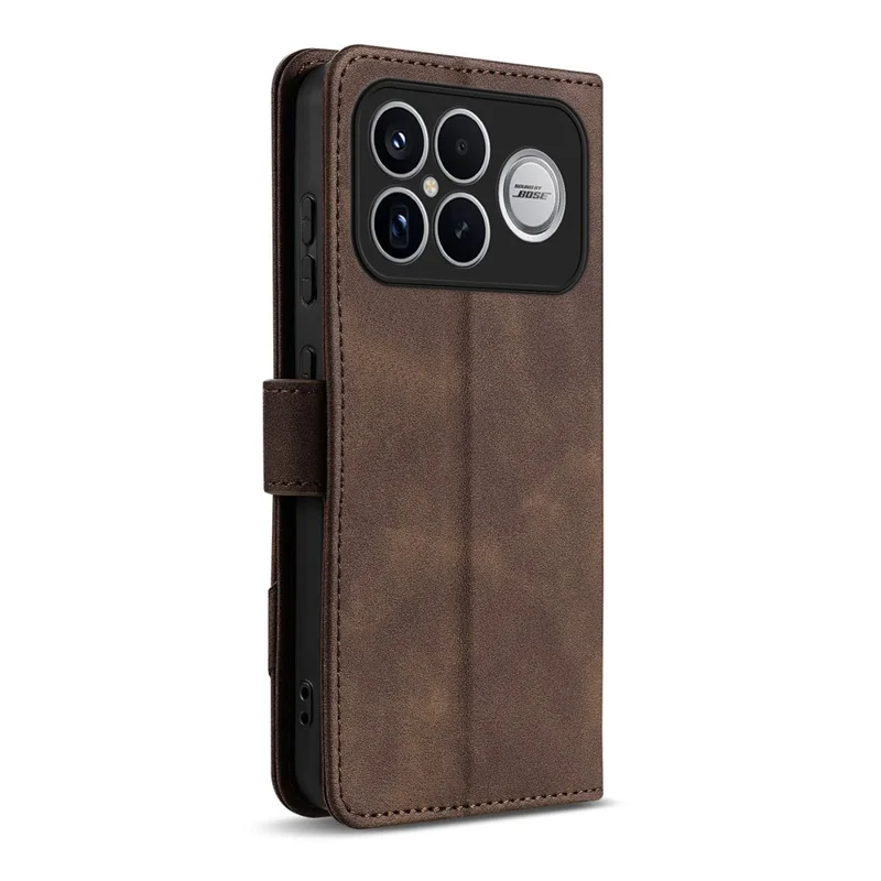 AZNS A2 for Xiaomi Redmi K90 Pro Max 5G  /  Poco F8 Ultra Leather Case with Wrist Strap RFID Blocking Wallet Stand Phone Cover - Brown
