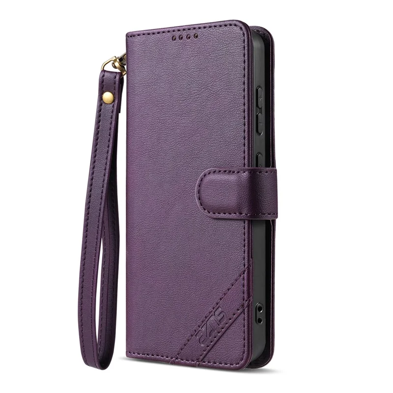 AZNS A2 for Xiaomi Redmi Note 15 Pro 5G (Global) Leather Case with Wrist Strap RFID Blocking Wallet Stand Phone Cover - Purple