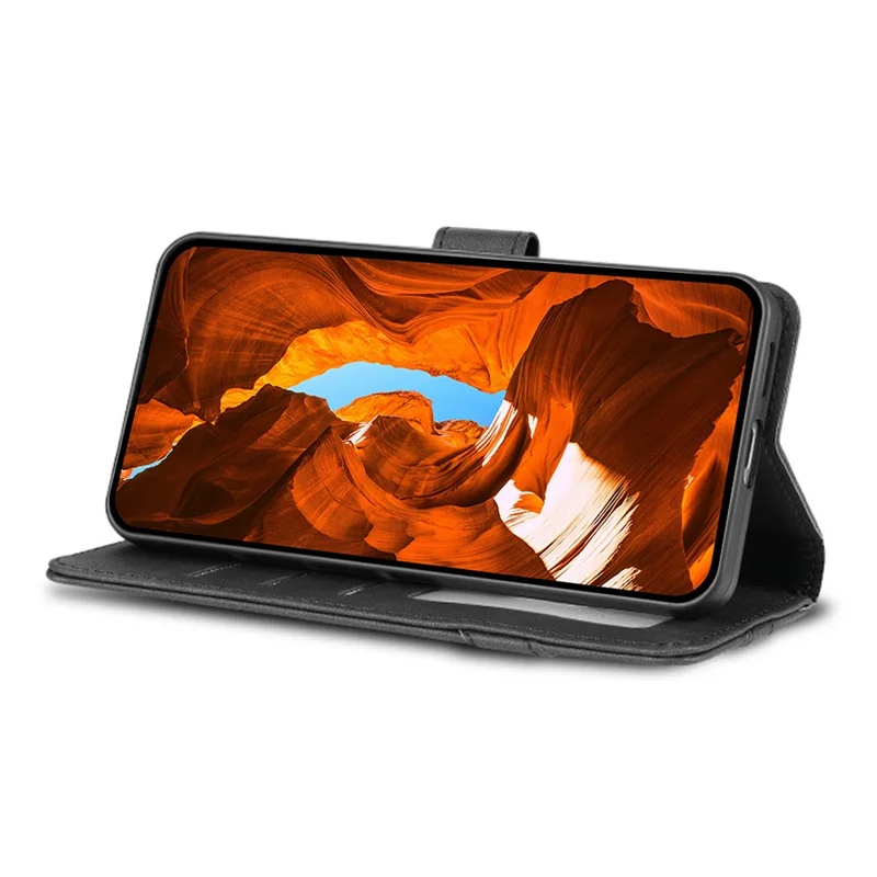 AZNS A2 for Xiaomi Redmi Note 15 Pro+ 5G (Global) Leather Case with Wrist Strap RFID Blocking Wallet Stand Phone Cover - Black