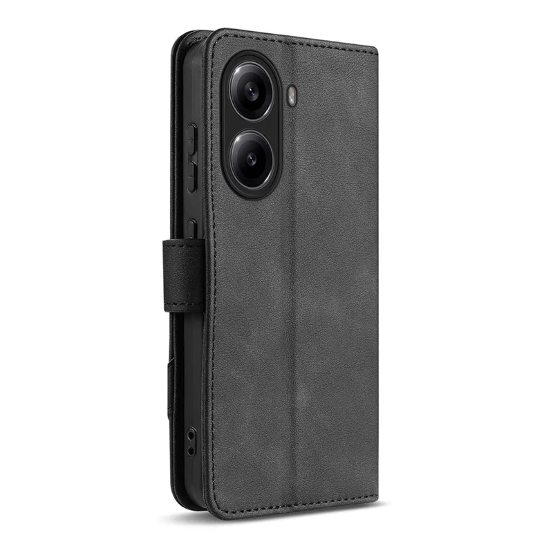 AZNS A2 for Xiaomi Poco X7 Pro 5G  /  Redmi Turbo 4 5G Leather Case with Wrist Strap RFID Blocking Wallet Stand Phone Cover - Black