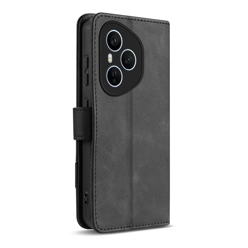 AZNS A2 for Honor 400 Pro 5G (Global) Leather Case with Wrist Strap RFID Blocking Wallet Stand Phone Cover - Black