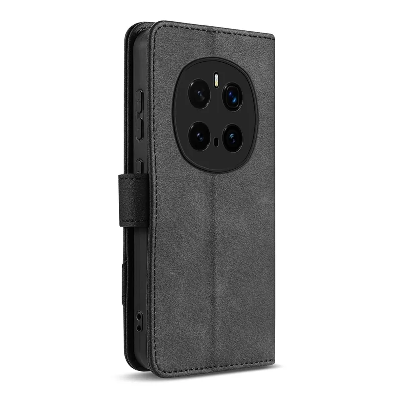 AZNS A2 for Honor Magic7 Pro 5G Leather Case with Wrist Strap RFID Blocking Wallet Stand Phone Cover - Black