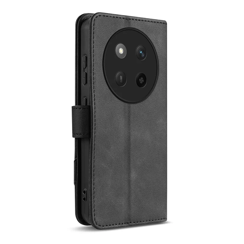 AZNS A2 Phone Case for Honor X60 Pro 5G  /  X9c 5G  /  Magic7 Lite 5G Leather Case with Wrist Strap RFID Blocking Wallet Stand Phone Cover - Black