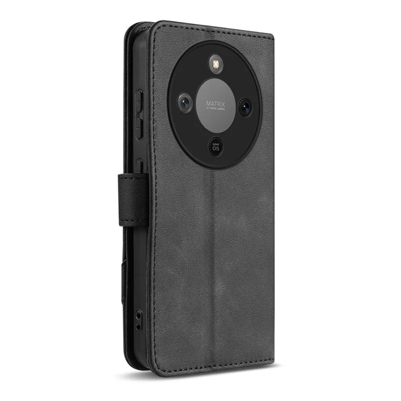 AZNS A2 Phone Case for Honor X70 5G  /  X9d 5G  /  Magic8 Lite 5G Leather Case with Wrist Strap RFID Blocking Wallet Stand Phone Cover - Black