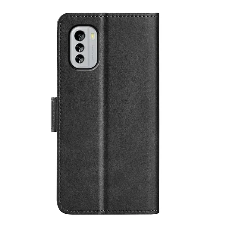 Per Nokia G60 5G Dual Magnetic Class Wallet Case Texture Stand Case Peth Coperchio - Nero