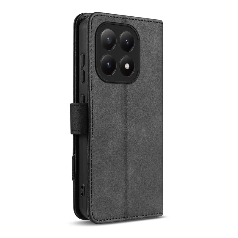 AZNS A2 for Xiaomi 15T Leather Case with Wrist Strap RFID Blocking Wallet Stand Phone Cover - Black