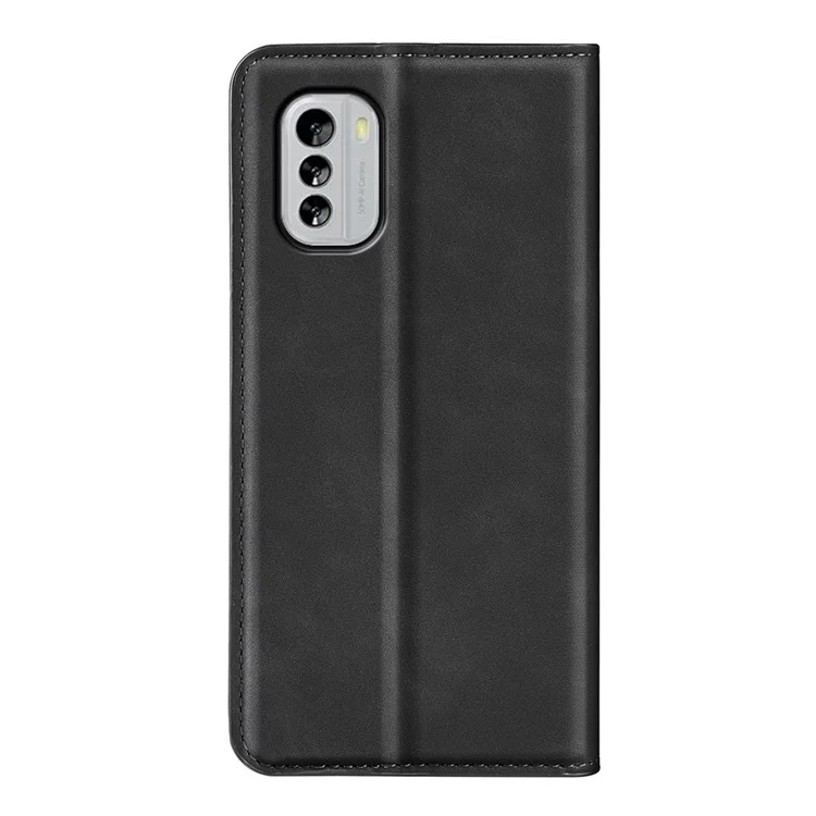 Para Nokia G60 5G Flip Magnetic Auto-absorbed Wallet Cover Skin-touch Feeling PU Leather Folio Phone Stand Case - Preto