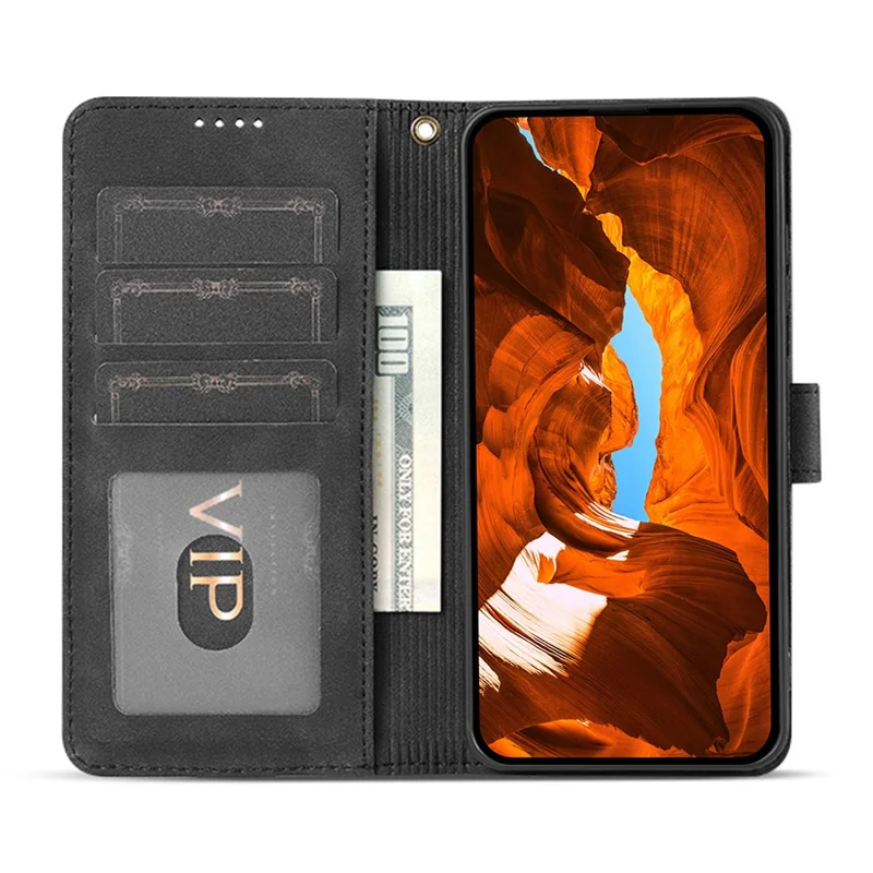 AZNS A2 for Xiaomi 15 Ultra Leather Case with Wrist Strap RFID Blocking Wallet Stand Phone Cover - Black