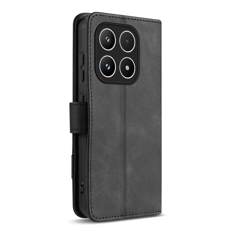 AZNS A2 for Xiaomi 17 Leather Case with Wrist Strap RFID Blocking Wallet Stand Phone Cover - Black