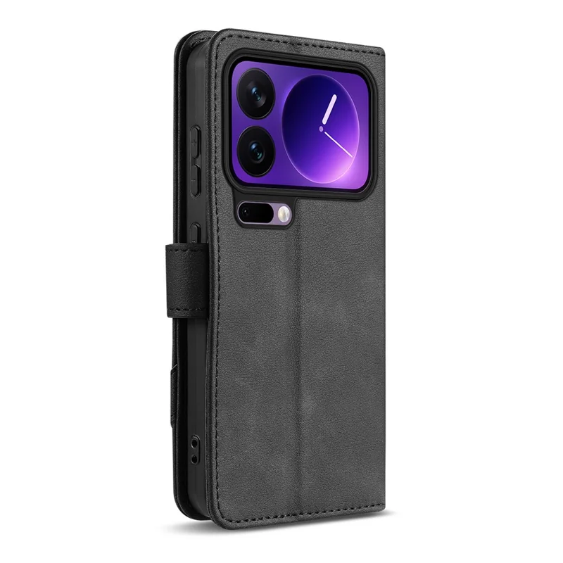 AZNS A2 for Xiaomi 17 Pro Max Leather Case with Wrist Strap RFID Blocking Wallet Stand Phone Cover - Black