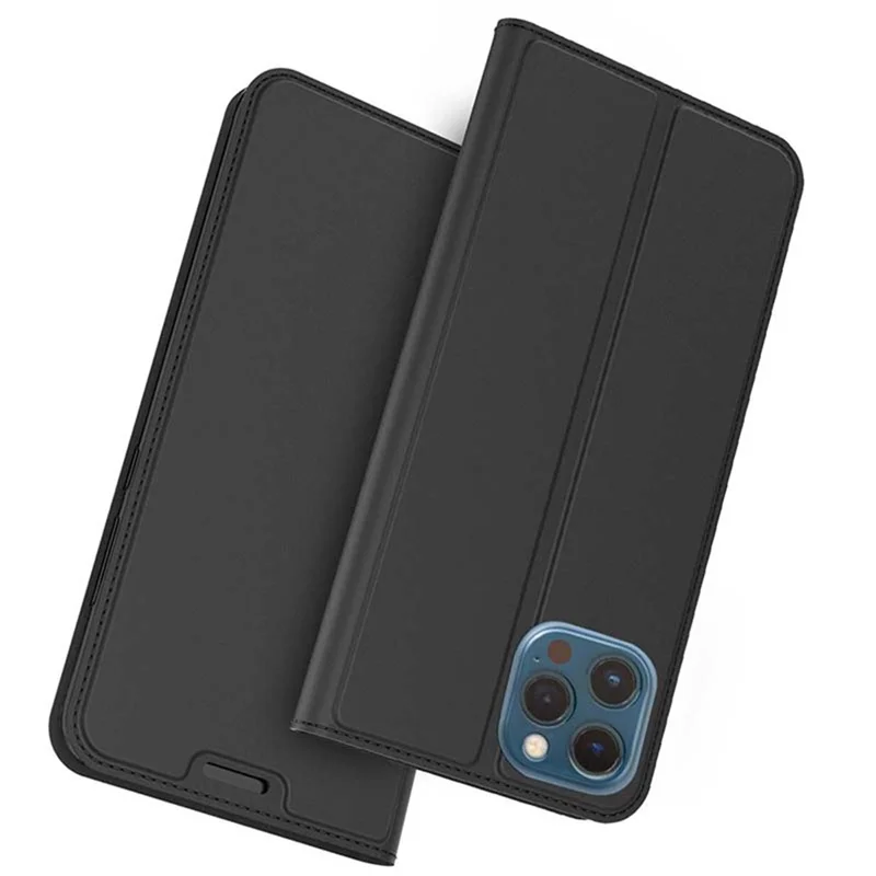 For iPhone 11 Pro Max Case PU Leather Phone Cover with Card Holder Stand - Black