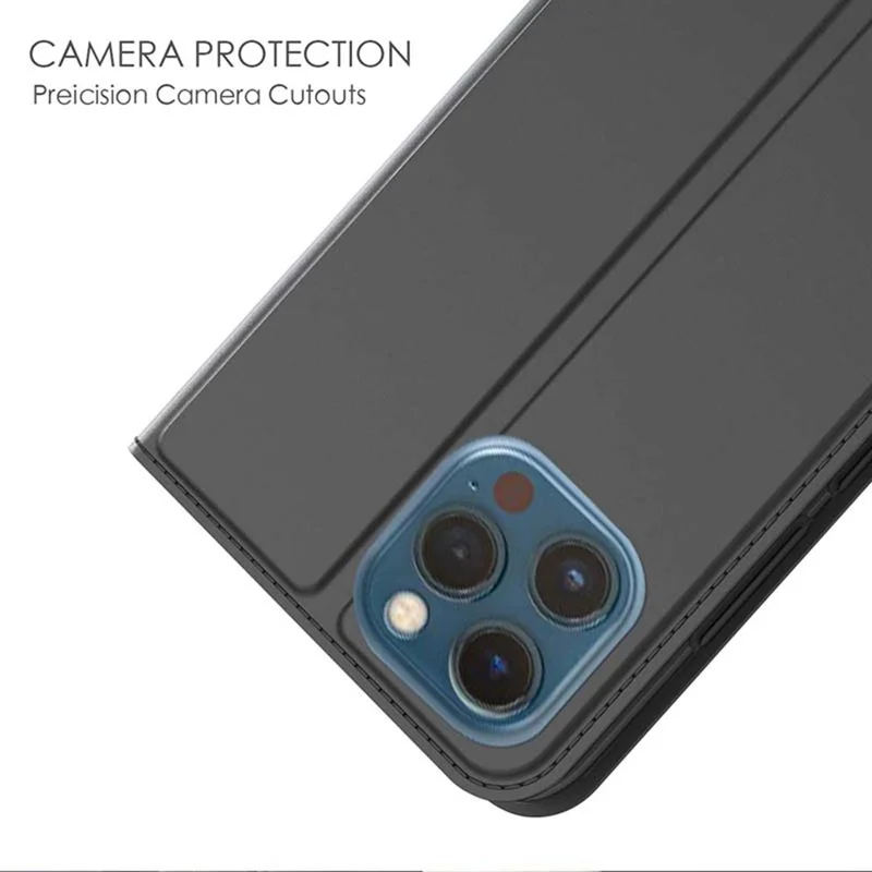 For iPhone 11 Pro Max Case PU Leather Phone Cover with Card Holder Stand - Black