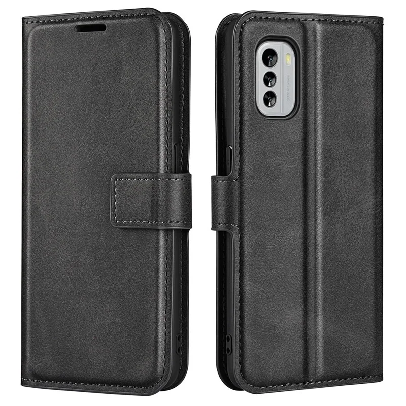 For Nokia G60 5G Anti-scratch PU Leather Case Anti-fingerprint Calf Texture Stand Wallet Magnetic Flip Phone Shell Cover - Black