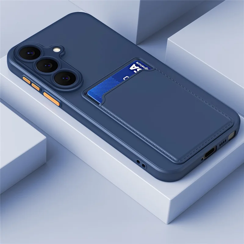 For Samsung Galaxy A37 5G Case Flexible TPU Phone Cover with Back Card Slot - Dark Blue