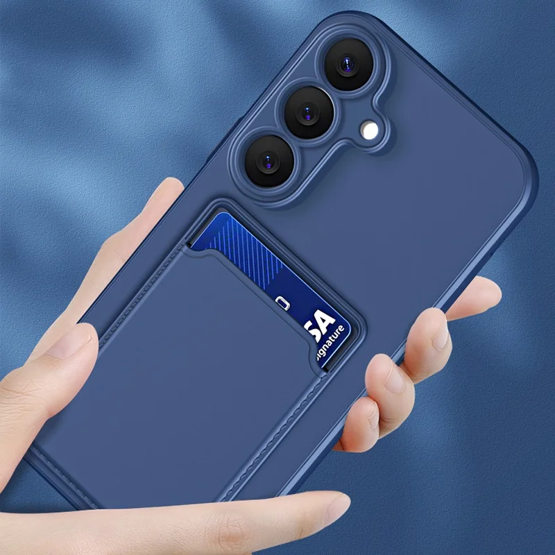 For Samsung Galaxy A37 5G Case Flexible TPU Phone Cover with Back Card Slot - Dark Blue