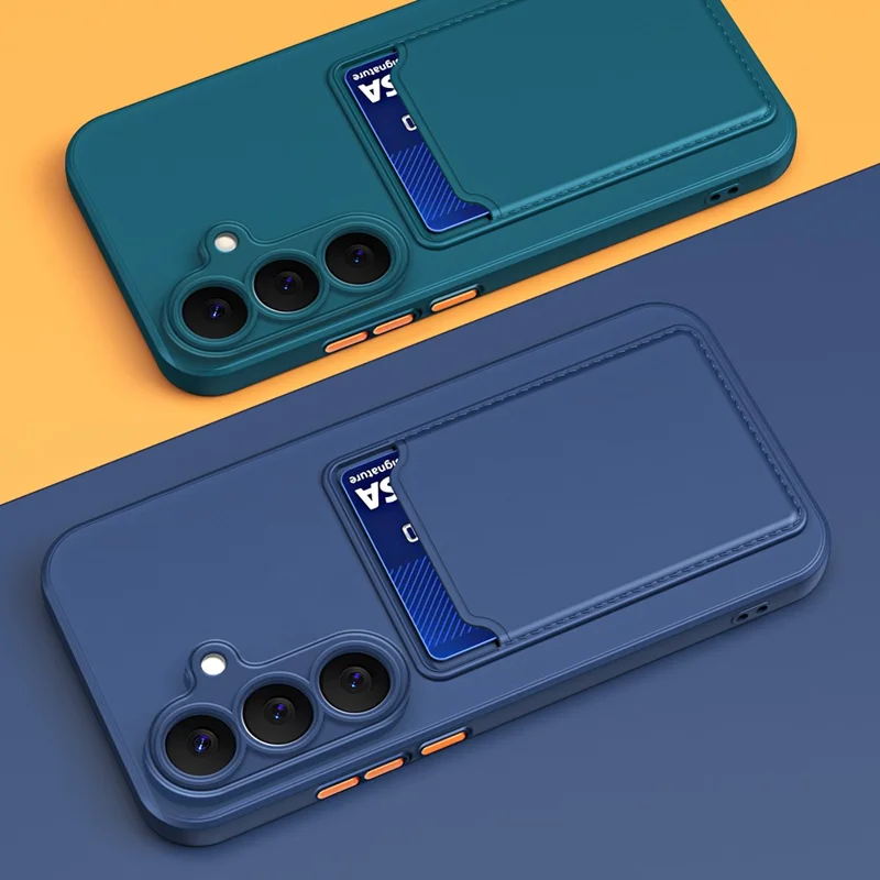 For Samsung Galaxy A37 5G Case Flexible TPU Phone Cover with Back Card Slot - Dark Blue
