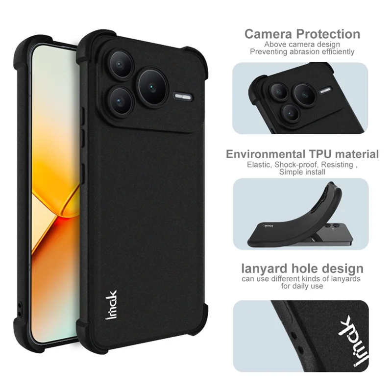 IMAK For Honor Power2 5GCase TPU Phone Cover Airbag Shockproof Protection - Matte Black