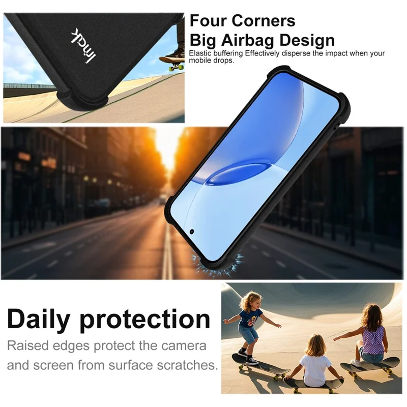 IMAK For Realme 16 Pro 5G Case TPU Phone Cover Airbag Shockproof Protection - Matte Black