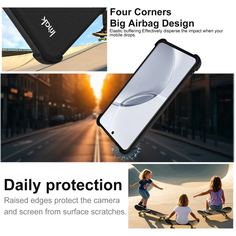 IMAK For Realme 16 Pro+ 5G Case TPU Phone Cover Airbag Shockproof Protection - Matte Black