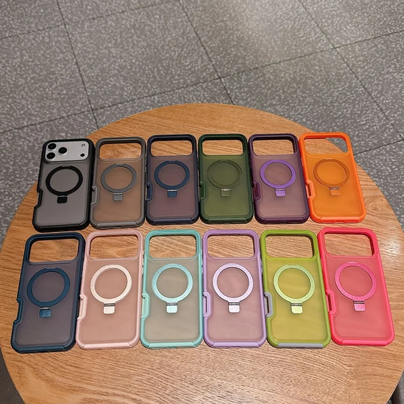 Funda magnética para iPhone 17 Pro Max con soporte de anillo, acabado suave al tacto, carcasa resistente de TPU y PC compatible con MagSafe - Zafiro