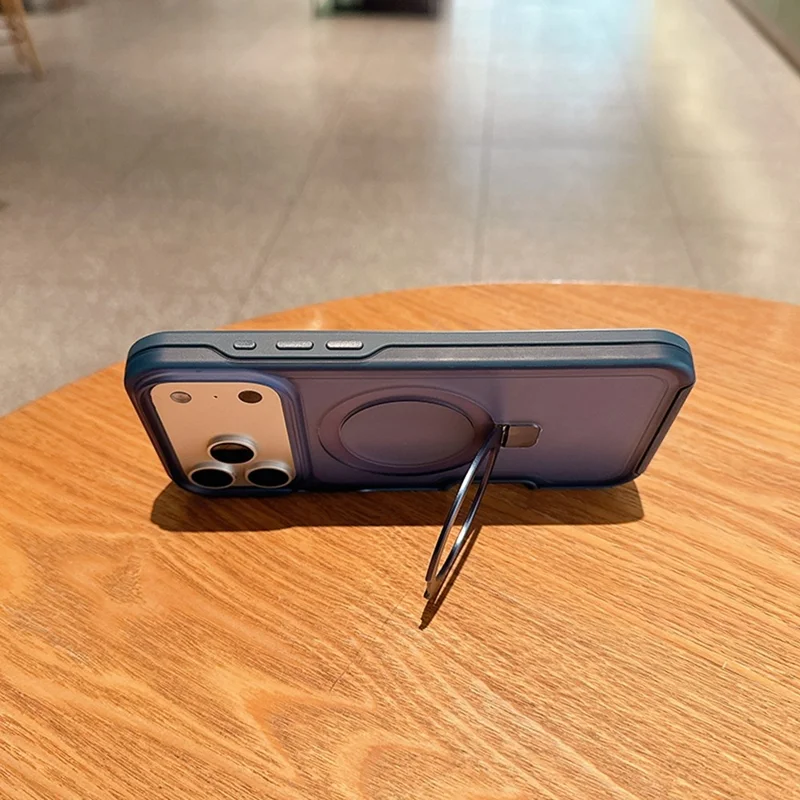 Funda magnética para iPhone 17 Pro Max con soporte de anillo, acabado suave al tacto, carcasa resistente de TPU y PC compatible con MagSafe - Zafiro